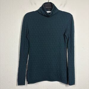 Babaton Size Small Sweater Dark Green Merino Wool Turtleneck Knit Trimmed Preppy